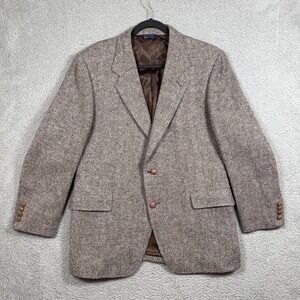 Vintage Kuppenheimer Jacket Mens 42R Brown Herringbone Wool Sport Coat Made USA